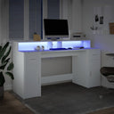 Bureau Met Led-Verlichting Bewerkt Hout