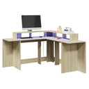 Bureau Met Led-Verlichting Bewerkt Hout