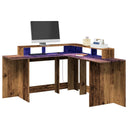 Bureau Met Led-Verlichting Bewerkt Hout