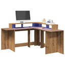 Bureau Met Led-Verlichting Bewerkt Hout