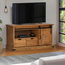 Tv-Meubel Halden Met Schuifdeur 110X40X60 Cm Massief Hout