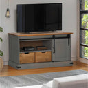 Tv-Meubel Halden Met Schuifdeur 110X40X60 Cm Massief Hout