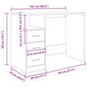 Bureau 102X76X50 Cm Bewerkt Hout Artisanaal Eikenkleur