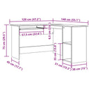 Hoekbureau 120X140X75 Cm Bewerkt Hout Artisanaal Eikenkleur