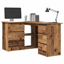 Hoekbureau 145X100X76 Cm Bewerkt Hout Artisanaal Eikenkleur