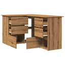 Hoekbureau 145X100X76 Cm Bewerkt Hout Artisanaal Eikenkleur