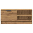 Tv-Meubel 80X35X36,5 Cm Bewerkt Hout Artisanaal Eikenkleur