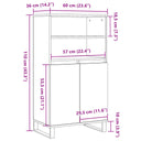 Hoge Kast 60X36X110 Cm Bewerkt Hout Artisanaal Eikenkleur