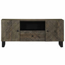 Tv-Meubel 105X33X46 Cm Massief Mangohout Zwart Donkergrijs