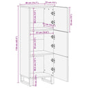 Hoge Kast 40X33X110 Cm Massief Mangohout Zwart Donkergroen