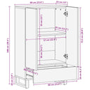 Hoge Kast 60X33X100 Cm Massief Mangohout Zwart Donkergrijs