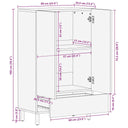 Hoge Kast 60X33,5X110 Cm Massief Ruw Mangohout