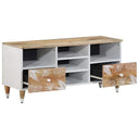 Tv-Meubel 100X33,5X46 Cm Massief Mangohout Crème