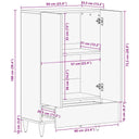 Hoge Kast 60X33,5X100 Cm Massief Mangohout Crème