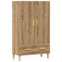 Hoge Kast 70X31X115 Cm Bewerkt Hout Artisanaal Eikenkleur