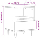 Nachtkastje 40X35X50 Cm Bewerkt Hout Artisanaal Eikenkleur
