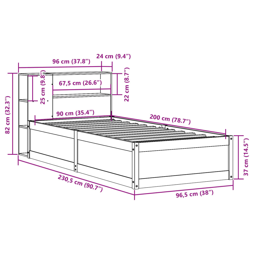 Bedframe Zonder Matras Massief Grenenhout