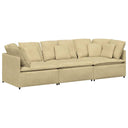 Modulaire Bank Met Kussens Corduroy Stof Lichtgroen Grijs
