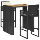 3-Delige Tuinbarset Met Kussens Poly Rattan Acacia