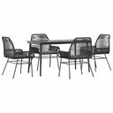 5-Delige Tuinset Met Kussens Poly Rattan Glas