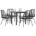 5-Delige Tuinset Met Kussens Poly Rattan Glas