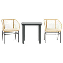 3-Delige Tuinset Met Kussens Poly Rattan Glas