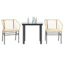 3-Delige Tuinset Met Kussens Poly Rattan Glas