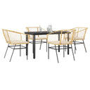 3-Delige Tuinset Met Kussens Poly Rattan Glas