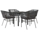 5-Delige Tuinset Met Kussens Poly Rattan Glas