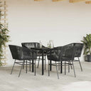 5-Delige Tuinset Met Kussens Poly Rattan Glas
