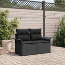 Tuinbank 2-Zits Met Kussens Poly Rattan