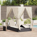 Dubbele Ligbed 203 X 128 X 202 Cm Poly Rattan, Stof