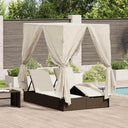 Dubbele Ligbed 203 X 128 X 202 Cm Poly Rattan, Stof