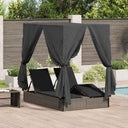 Dubbele Ligbed 203 X 128 X 202 Cm Poly Rattan, Stof