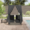 Dubbele Ligbed 203 X 128 X 202 Cm Poly Rattan, Stof