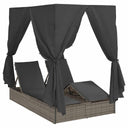 Dubbele Ligbed 203 X 128 X 202 Cm Poly Rattan, Stof