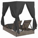 Dubbele Ligbed 203 X 128 X 202 Cm Poly Rattan, Stof