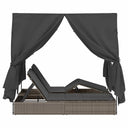 Dubbele Ligbed 203 X 128 X 202 Cm Poly Rattan, Stof