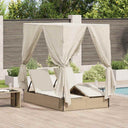 Dubbele Ligbed 203 X 128 X 202 Cm Poly Rattan, Stof