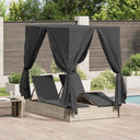 Dubbele Ligbed 203 X 128 X 202 Cm Poly Rattan, Stof