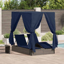 Dubbele Ligbed 203 X 128 X 202 Cm Poly Rattan, Stof