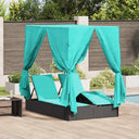 Dubbele Ligbed 203 X 128 X 202 Cm Poly Rattan, Stof